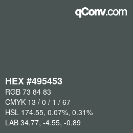 Color code: HEX #495453 | qconv.com