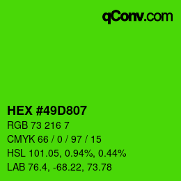 Color code: HEX #49D807 | qconv.com