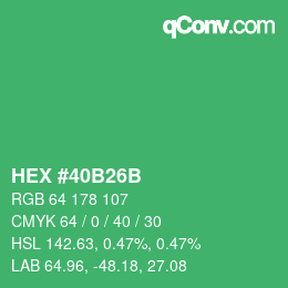 Code couleur: HEX #40B26B | qconv.com