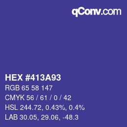 Code couleur: HEX #413A93 | qconv.com