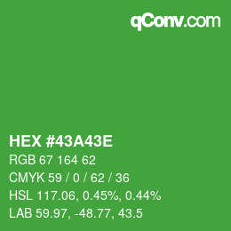 Farbcode: HEX #43A43E | qconv.com