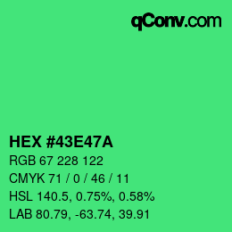 カラーコード: HEX #43E47A | qconv.com