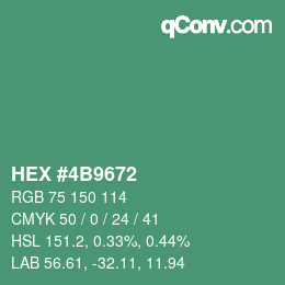 Color code: HEX #4B9672 | qconv.com