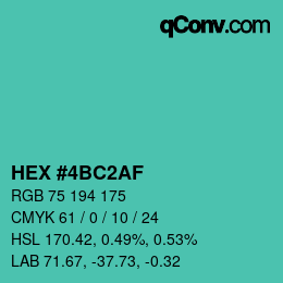 Farbcode: HEX #4BC2AF | qconv.com