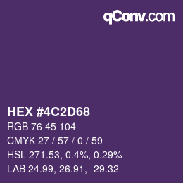 Code couleur: HEX #4C2D68 | qconv.com