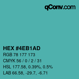 Código de color: HEX #4EB1AD | qconv.com