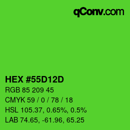 Code couleur: HEX #55D12D | qconv.com