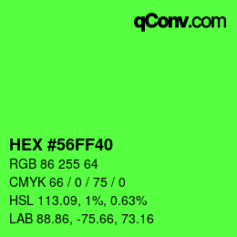 Código de color: HEX #56FF40 | qconv.com