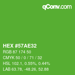 Color code: HEX #57AE32 | qconv.com