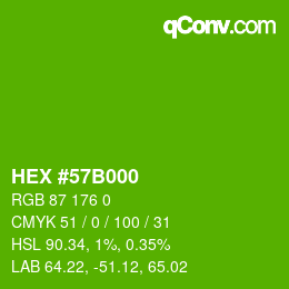 Color code: HEX #57B000 | qconv.com