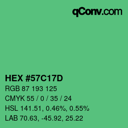 カラーコード: HEX #57C17D | qconv.com