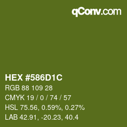 Farbcode: HEX #586D1C | qconv.com