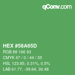 Color code: HEX #58A65D | qconv.com