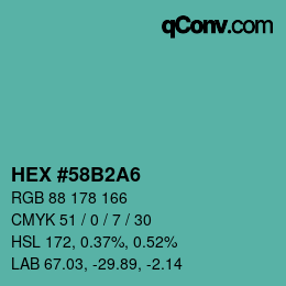 Código de color: HEX #58B2A6 | qconv.com