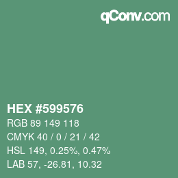 Code couleur: HEX #599576 | qconv.com