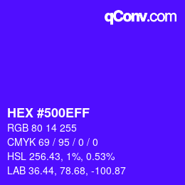 Código de color: HEX #500EFF | qconv.com