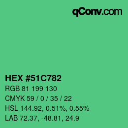 Farbcode: HEX #51C782 | qconv.com