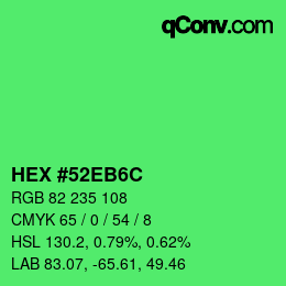 Code couleur: HEX #52EB6C | qconv.com