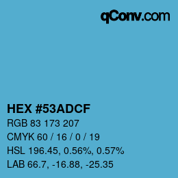 カラーコード: HEX #53ADCF | qconv.com