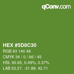 Code couleur: HEX #5D8C30 | qconv.com