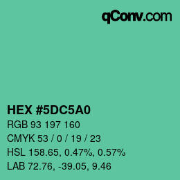 Code couleur: HEX #5DC5A0 | qconv.com