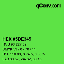 カラーコード: HEX #5DE345 | qconv.com