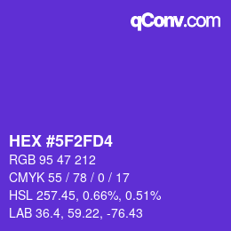 Farbcode: HEX #5F2FD4 | qconv.com