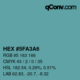 Código de color: HEX #5FA3A6 | qconv.com