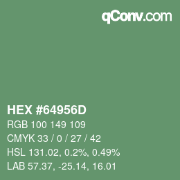 Color code: HEX #64956D | qconv.com