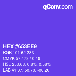 Farbcode: HEX #653EE9 | qconv.com