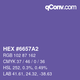 Code couleur: HEX #6657A2 | qconv.com