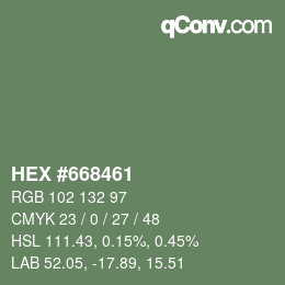 Código de color: HEX #668461 | qconv.com