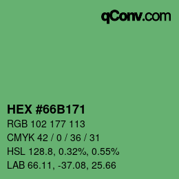 Farbcode: HEX #66B171 | qconv.com