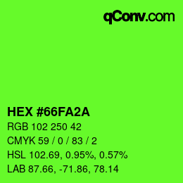 カラーコード: HEX #66FA2A | qconv.com