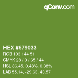 Farbcode: HEX #679033 | qconv.com