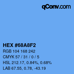 Code couleur: HEX #68A8F2 | qconv.com