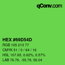 Código de color: HEX #69D54D | qconv.com