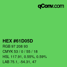 Color code: HEX #61D05D | qconv.com