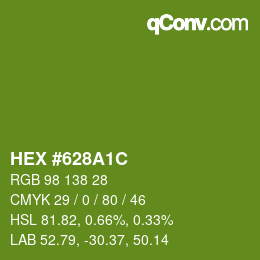 Code couleur: HEX #628A1C | qconv.com