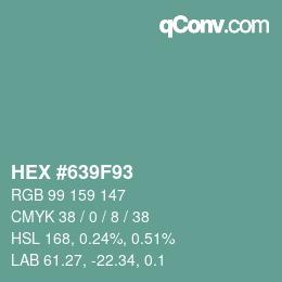 カラーコード: HEX #639F93 | qconv.com