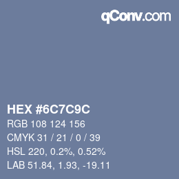 カラーコード: HEX #6C7C9C | qconv.com