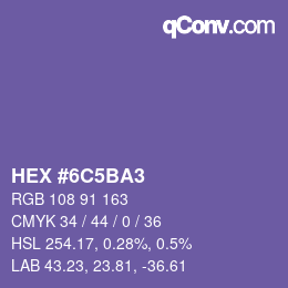 Code couleur: HEX #6C5BA3 | qconv.com