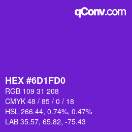 Color code: HEX #6D1FD0 | qconv.com