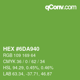 Código de color: HEX #6DA940 | qconv.com