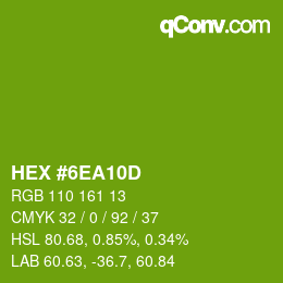 Color code: HEX #6EA10D | qconv.com