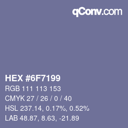 Color code: HEX #6F7199 | qconv.com