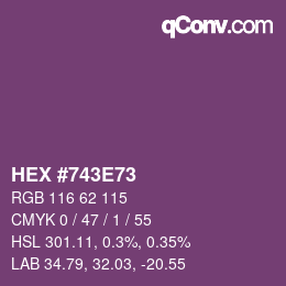 Code couleur: HEX #743E73 | qconv.com