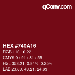 Código de color: HEX #740A16 | qconv.com