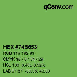 Farbcode: HEX #74B653 | qconv.com