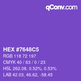 Farbcode: HEX #7648C5 | qconv.com